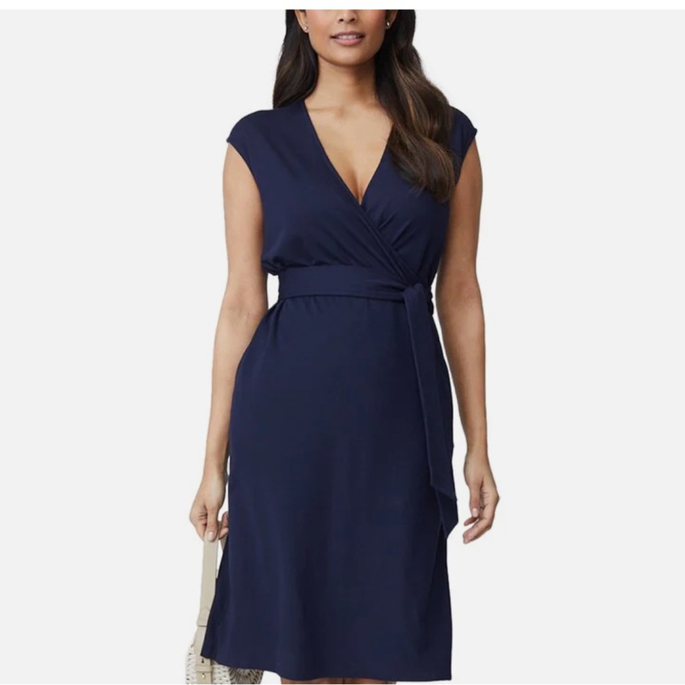 J. McLaughlin Lorelei navy cap sleeve dress size large